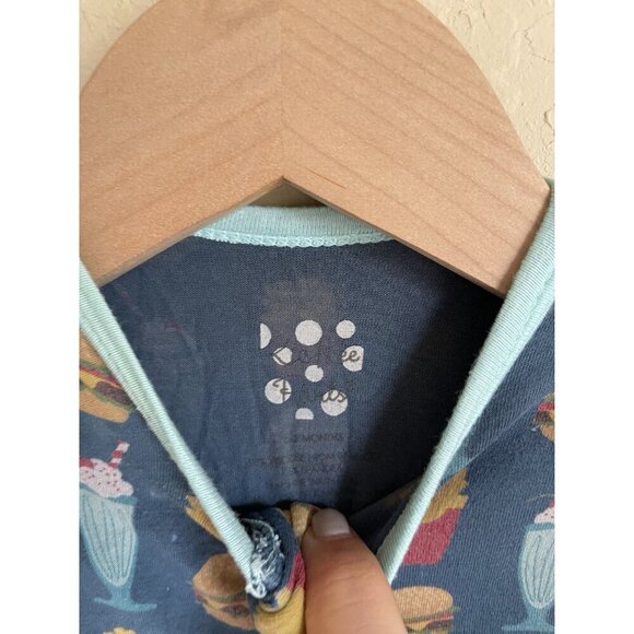 Kickee Pants Blue Full Zip Sleeper 0-3 Months Hamburger Shake Fries Restaurant F - Picture 5 of 6